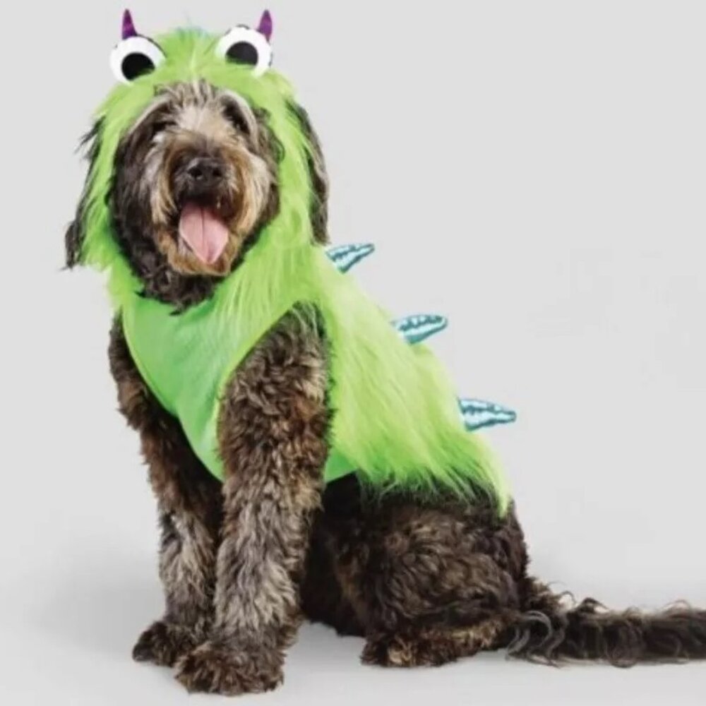Pet Dog Hyde & Eek Faux Fur GREEN MONSTER Halloween Costume Size Sm Med Hood NWT